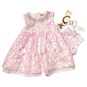Ruby & Bloom : NEW Nordstrom Pink Floral Lace Baby Dress + Bloomers 2-Pc Set 9M
